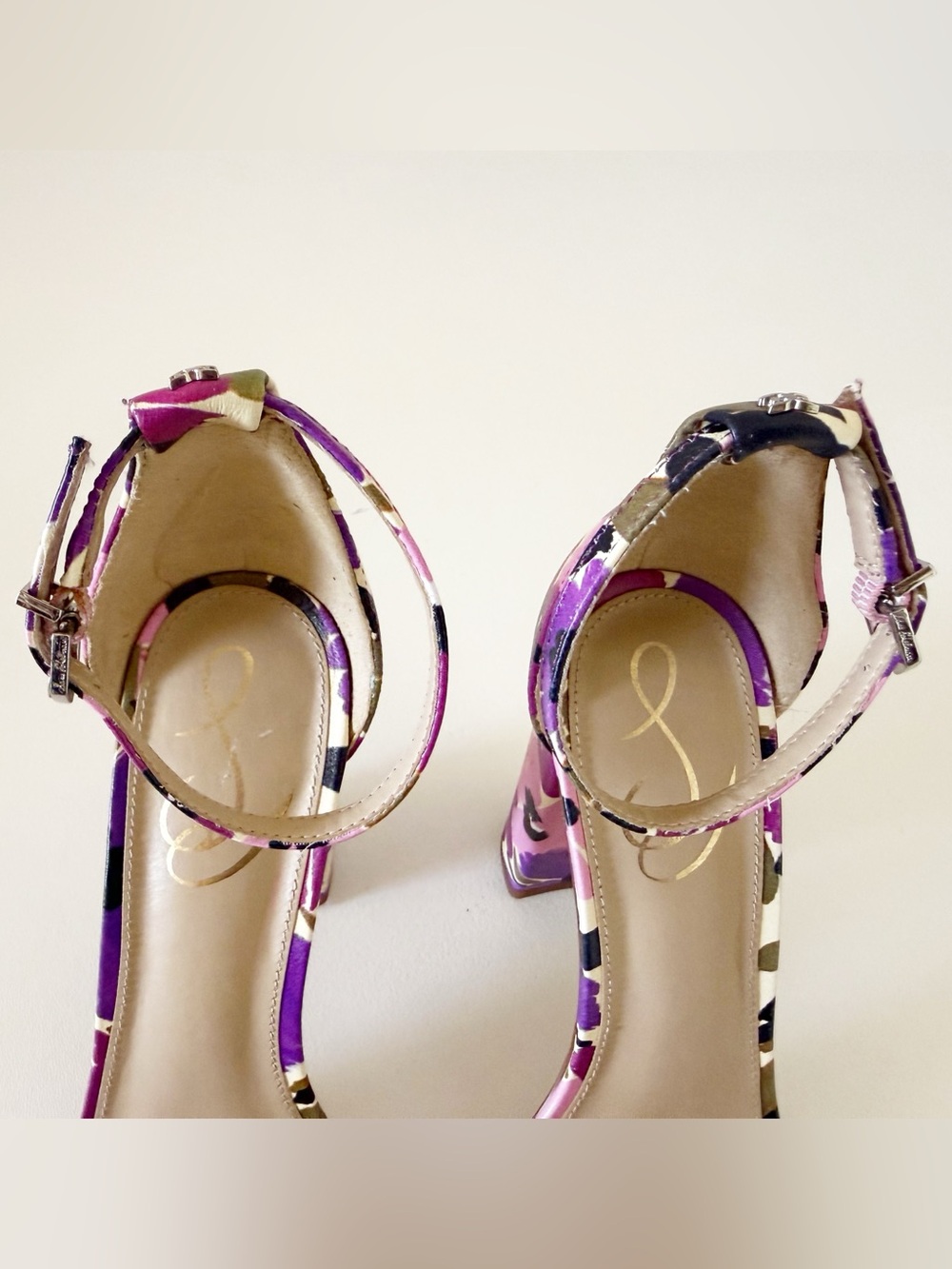 Sam Edelman Shoes Yaro Violet Floral Ankle-Strap Block Heel Sandals 7.5 - Picture 8 of 12